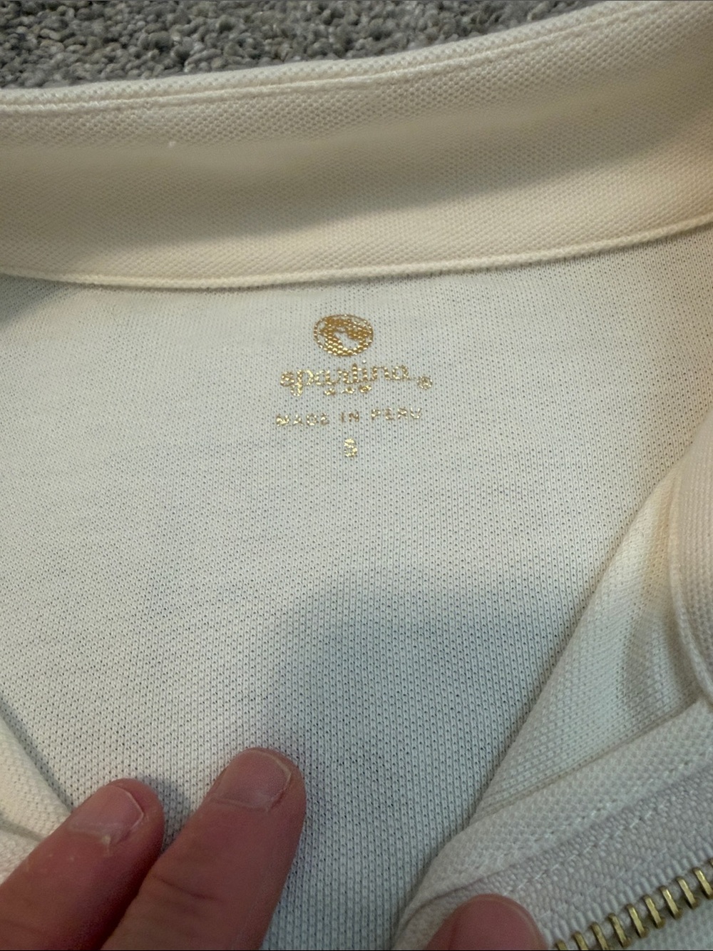NWOT Ivory Spartina s/s Mock Neck Top, Sm. Gold Zipper adds Richness to the look - Picture 2 of 7